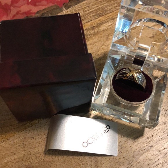 OCTANNER size 10 Sterling Silver 14k Gold “X” David Yurman Vibe Luxury Ring NEW - Picture 12 of 16